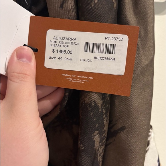 NWT Altuzarra Sleary Draped Silk Blouse in Chamois Silk Twill Print Size 44 / 12 - Picture 10 of 14